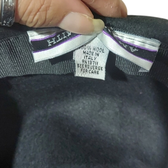 Amanda Smith Black 100% Wool Pork Pie Fedora Derby Hat - Picture 5 of 6